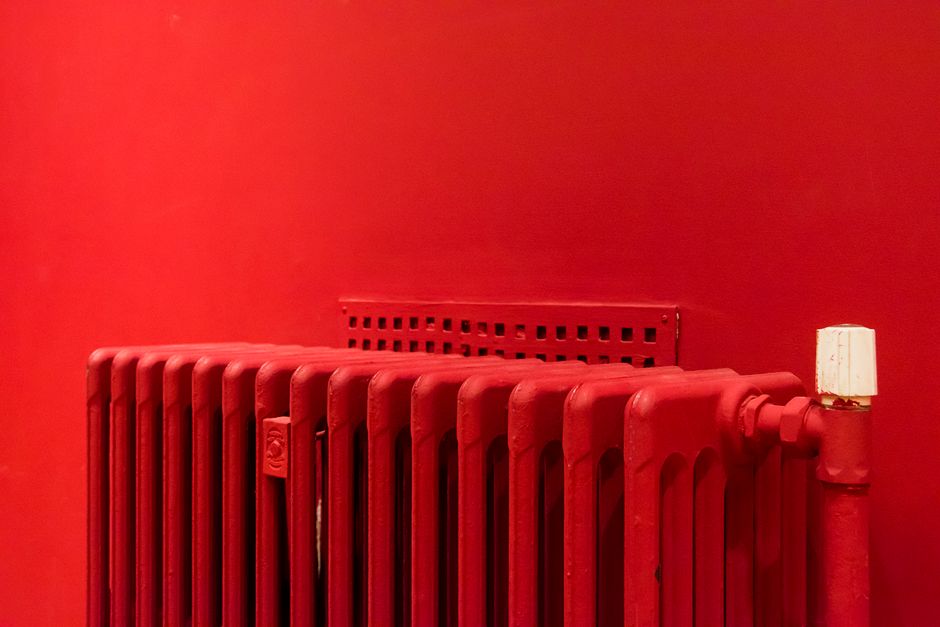Modern furnace installation in a home